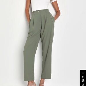 Lulu's Sage Green Pleated Women's Trousers